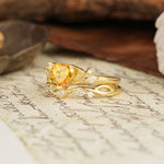 Nature-Inspired Vintage Aphrodite's Garden Vine-Wrapped  Heart-Cut Citrine Bridal Ring Set | RamaSoul - White-Gold