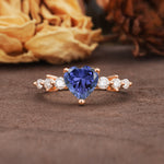 Luxurious Vintage-Style Pavé 3-Prong Heart Cut Tanzanite Engagement Ring - Additional view