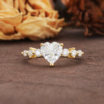 Luxurious Vintage-Style Pavé 3-Prong Heart Cut Moissanite Engagement Ring - Additional view