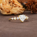 Luxurious Vintage-Style Pavé 3-Prong Heart Cut Moissanite Engagement Ring - Additional view