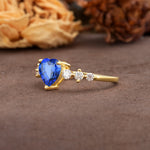 Luxurious Vintage-Style Pavé 3-Prong Heart Cut Sapphire Engagement Ring - Additional view