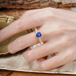 Luxurious Vintage-Style Pavé 3-Prong Heart Cut Sapphire Engagement Ring - Additional view