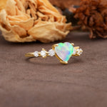 Luxurious Vintage-Style Pavé 3-Prong Heart Cut Fire Opal Engagement Ring - Additional view