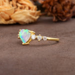 Luxurious Vintage-Style Pavé 3-Prong Heart Cut Fire Opal Engagement Ring - Additional view