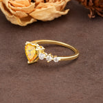 Luxurious Vintage-Style Pavé 3-Prong Heart Cut Citrine Engagement Ring - Additional view