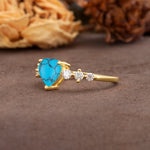 Luxurious Vintage-Style Pavé 3-Prong Heart Cut Turquoise Engagement Ring - Additional view