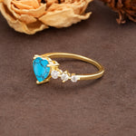 Luxurious Vintage-Style Pavé 3-Prong Heart Cut Turquoise Engagement Ring - Additional view