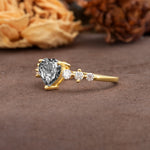 Luxurious Vintage-Style Pavé 3-Prong Heart Cut Black Rutilated Quartz Engagement Ring - Additional view