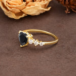 Luxurious Vintage-Style Pavé 3-Prong Heart Cut Black Onyx Engagement Ring - Additional view