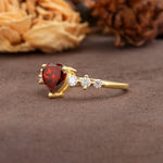 Luxurious Vintage-Style Pavé 3-Prong Heart Cut Garnet Engagement Ring - Additional view