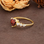 Luxurious Vintage-Style Pavé 3-Prong Heart Cut Garnet Engagement Ring - Additional view