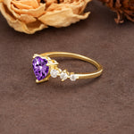 Luxurious Vintage-Style Pavé 3-Prong Heart Cut Amethyst Engagement Ring - Additional view