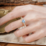 Luxurious Vintage-Style Pavé 3-Prong Heart Cut Aquamarine Engagement Ring - Additional view