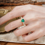 Luxurious Vintage-Style Pavé 3-Prong Heart Cut Emerald Engagement Ring - Additional view