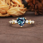 Luxurious Vintage-Style Pavé 3-Prong Heart Cut Alexandrite Engagement Ring - Additional view