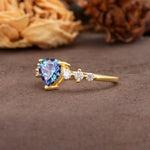 Luxurious Vintage-Style Pavé 3-Prong Heart Cut Alexandrite Engagement Ring - Additional view