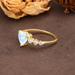 Luxurious Vintage-Style Pavé 3-Prong Heart Cut Moonstone Engagement Ring - Additional view