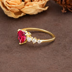 Luxurious Vintage-Style Pavé 3-Prong Heart Cut Ruby Engagement Ring - Additional view
