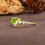 Luxurious Vintage-Style Pavé 3-Prong Heart Cut Peridot Engagement Ring - Additional view
