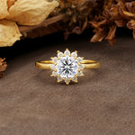 Nature-Inspired, Luxurious Floral Design, 12-Prong Round Cut Lab Diamond Engagement Ring - Additional view