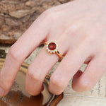 Nature-Inspired, Luxurious Floral Design, 12-Prong Round Cut Garnet Engagement Ring - Additional view