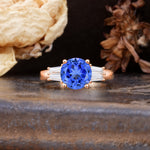 Classic Unique 4-Prong Round Cut Sapphire Three Stones Wedding Ring - Additional view