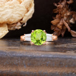 Classic Unique 4-Prong Round Cut Peridot Three Stones Wedding Ring - Additional view