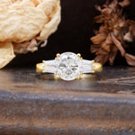 Classic Unique 4-Prong Round Cut Moissanite Three Stones Wedding Ring - Additional view