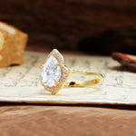 Unique, Luxurious, and Vintage 4-Prong Pear Cut Moissanite Engagement Ring - Additional view