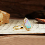 Unique, Luxurious, and Vintage 4-Prong Pear Cut Fire Opal Engagement Ring - Additional view