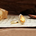 Unique, Luxurious, and Vintage 4-Prong Pear Cut Citrine Engagement Ring - Additional view