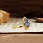 Unique, Luxurious, and Vintage 4-Prong Pear Cut Black Rutilated Quartz Engagement Ring - Additional view