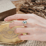 Unique, Luxurious, and Vintage 4-Prong Pear Cut Moss Agate Engagement Ring - Additional view