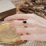 Unique, Luxurious, and Vintage 4-Prong Pear Cut Black Onyx Engagement Ring - Additional view