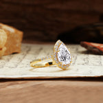 Unique, Luxurious, and Vintage 4-Prong Pear Cut Lab Diamond Engagement Ring - Additional view