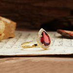 Unique, Luxurious, and Vintage 4-Prong Pear Cut Garnet Engagement Ring - Additional view