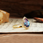 Unique, Luxurious, and Vintage 4-Prong Pear Cut Alexandrite Engagement Ring - Additional view