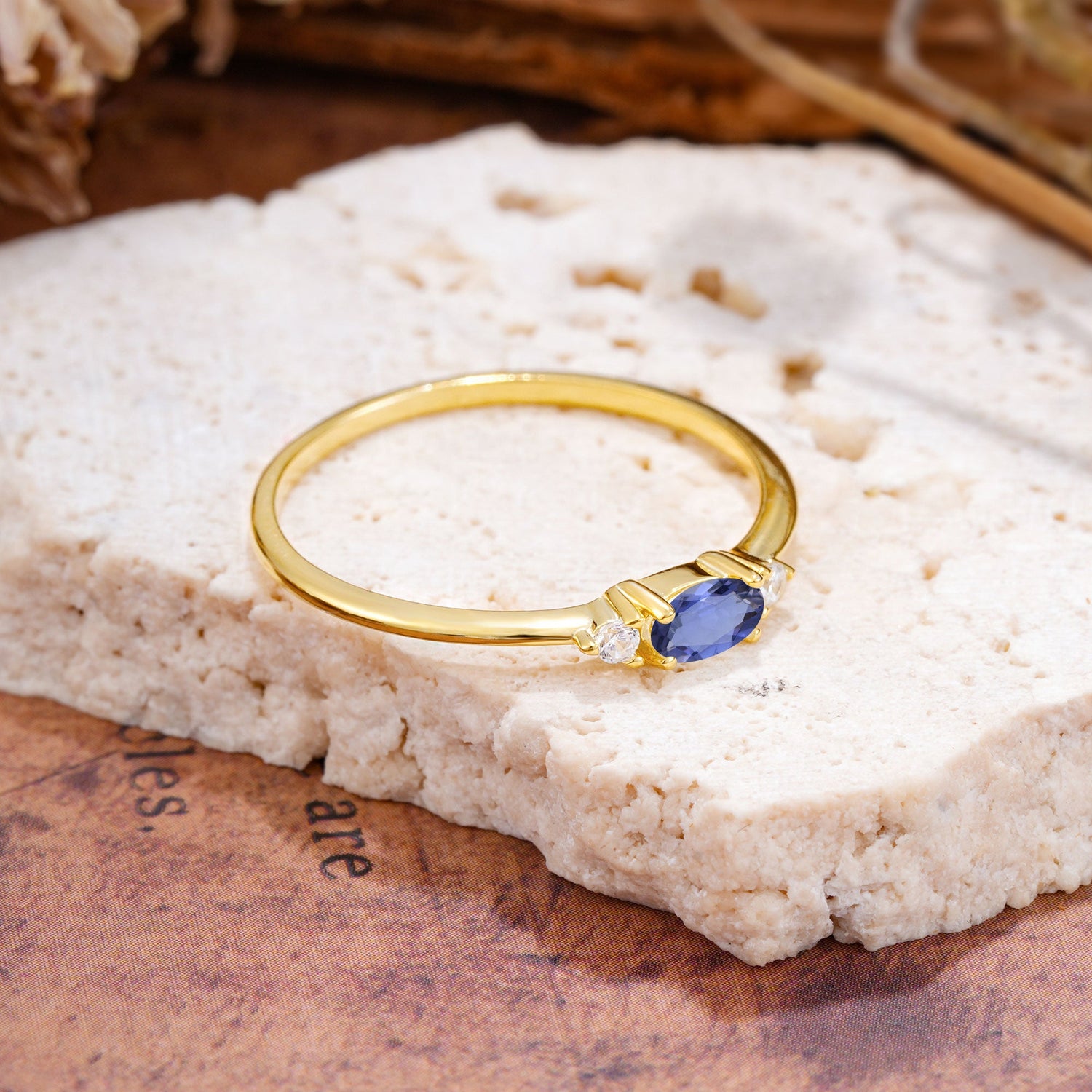 Round & Oval Cut Tanzanite Ring Timeless Three Stones Promise Ring