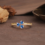Unique Three-Leaf Clover, 3-Prong Heart Cut Alexandrite Three-Stone Wedding Ring - Additional view