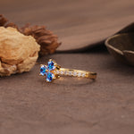 Unique Three-Leaf Clover, 3-Prong Heart Cut Alexandrite Three-Stone Wedding Ring - Additional view