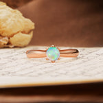Classic, Minimalist 6-Prong Round Cut Fire Opal Engagement Ring - Additional view