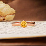 Classic, Minimalist 6-Prong Round Cut Citrine Engagement Ring - Additional view