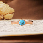 Classic, Minimalist 6-Prong Round Cut Turquoise Engagement Ring - Additional view