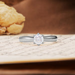 Classic, Minimalist 6-Prong Round Cut Moissanite Engagement Ring - Additional view