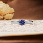 Classic, Minimalist 6-Prong Round Cut Tanzanite Engagement Ring - Additional view