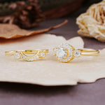 Classic Luxurious 4-Prong Round Cut Moissanite Wedding Bride Ring Set - Additional view