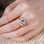 Classic Luxurious 4-Prong Round Cut Sapphire Wedding Bride Ring Set - Additional view