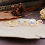 Classic Luxurious 4-Prong Round Cut Lab Diamond Wedding Bride Ring Set - Additional view